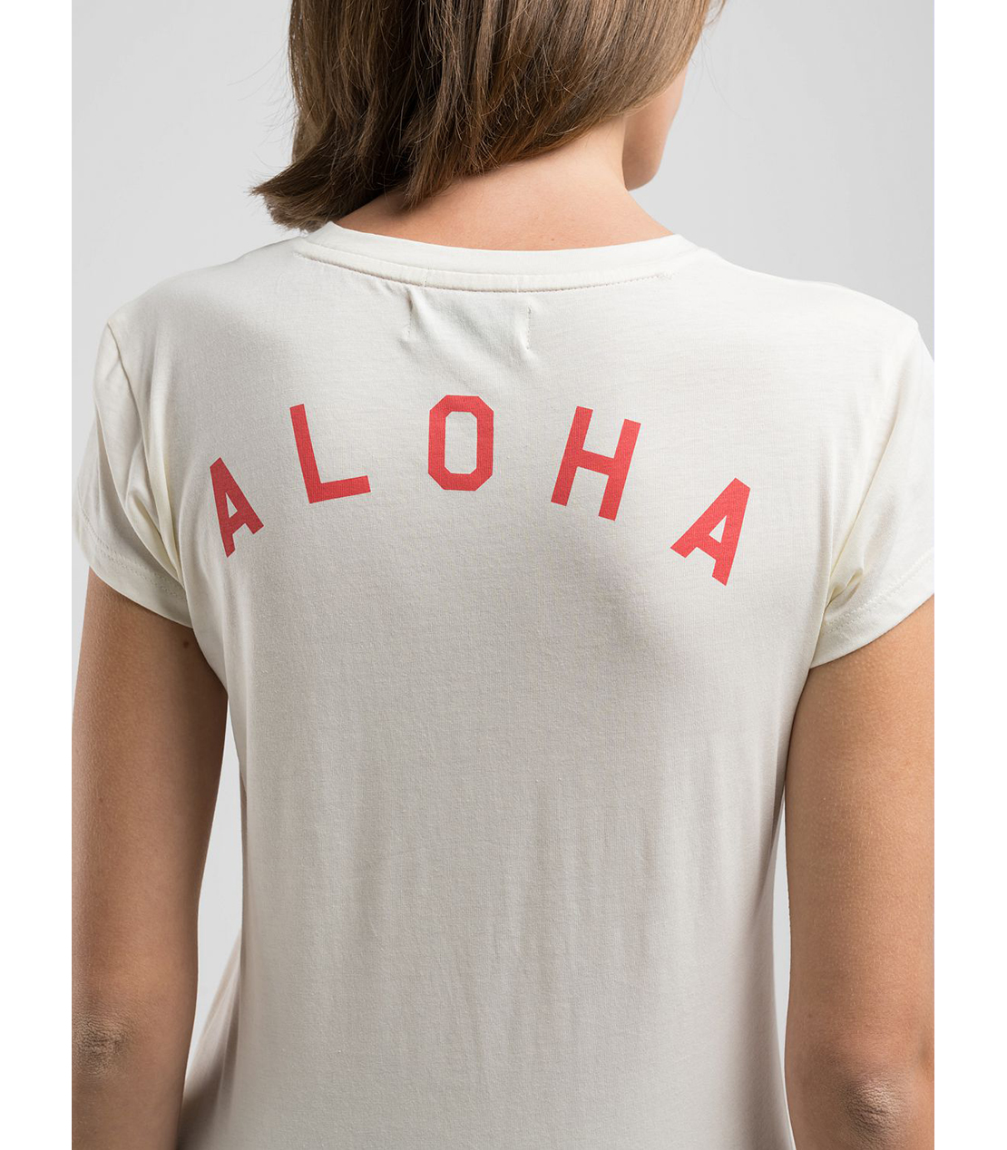 スキニーフィットコットンジャージーALOHAプリントTシャツ 詳細画像 バターホワイト 5